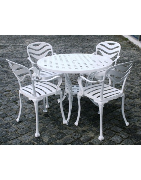 Conjunto Mesa Y Sillas Jardin Mesa Exterior De Aluminio Fundido Y